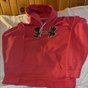 Under Armour Coral Pink Camo Logo Crewneck Hoodie